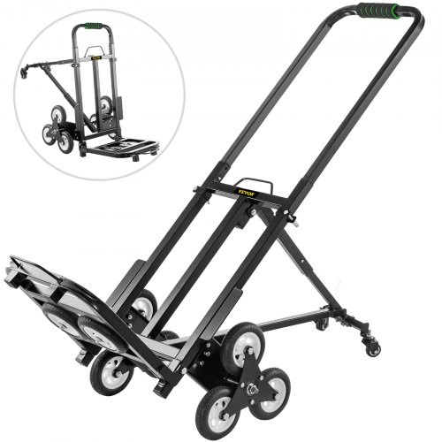 

VEVOR Carretilla de Mano Portátil para Escalera de 330 lbs, Carro de Acero para Escaleras con Mango Ajustable de 1145-730 mm con 6 Ruedas