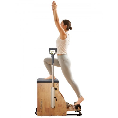 

VEVOR Silla de Pilates, Combinación de Pedales Divididos y Estabilidad con Asas, Estructura de Madera Caucho, Equipo de Fitness para Yoga, Gimnasios en Casa y Estudios. 840 x 540 x (730) x 630 mm
