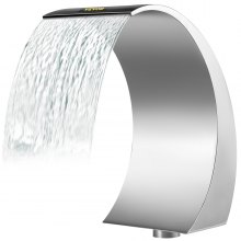 VEVOR Fuente Cascada para Piscina Acero Inoxidable, Fuente de Piscina sobre el Suelo 30 x 60 x 45 cm, Fuentes de Piscina de Plata, Diseño Curvo, Alta Resistencia para Estanque de Jardín o Piscinas