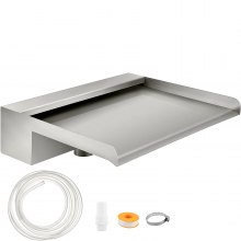 VEVOR Fuente Rectangular para Piscina Acero Inoxidable Cascadas para Piscinas 30x26x8 cm Fuente de Piscina Exterior Flujo de Agua Ancha de 30 cm Cascada de Agua al Aire Libre de Jardín Patio Estanque