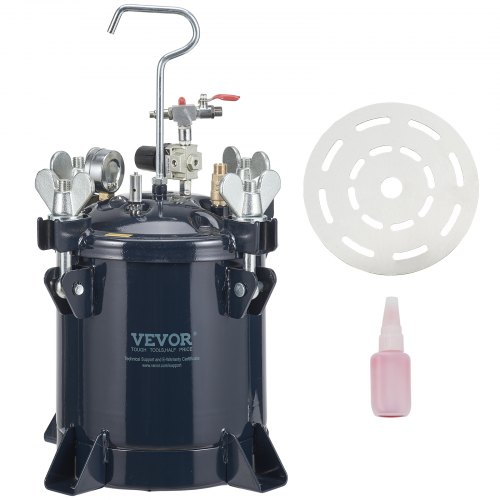 

VEVOR Tanque de Pintura con Depósito 10L Regulador de Presión de Pintura con Doble Válvula Entrada de Aire 6,4 mm Salida 9,5 mm Pulverizador de Pintura Presión 70 PSI para Decoración de Interiores