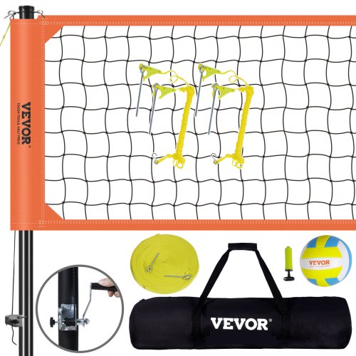

VEVOR Red de voleibol portátil para exteriores, postes de aluminio de altura ajustable, juego de voleibol profesional con pelota de voleibol de PVC, bomba y bolsa, para jardín, playa, césped