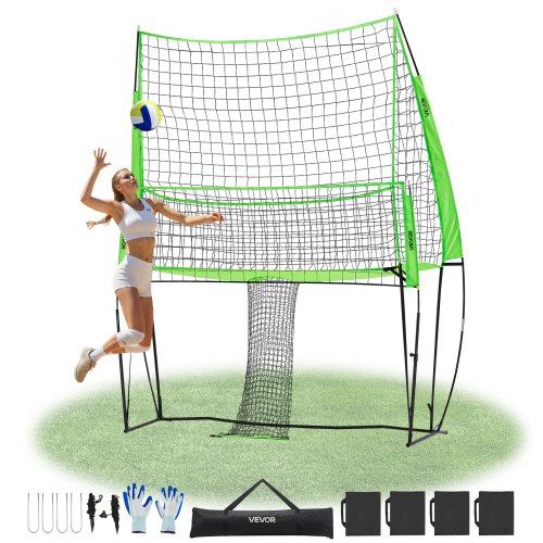 

VEVOR Sistema de Red de Entrenamiento de Voleibol, Equipo de Práctica de Altura Ajustable con Retorno de Pelota, Fácil de Instalar para Patio, Interior y Exterior, Servicio y Remate, 2,4 x 3,3 m