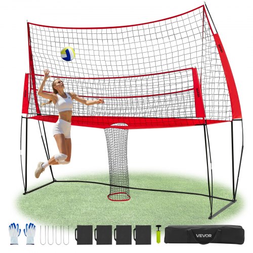 

VEVOR Sistema de Red de Entrenamiento de Voleibol Profesional 2 en 1, Equipo de Práctica de Altura Ajustable con Retorno de Pelota, Fácil de Instalar para Interior y Exterior, Servicio y Remate