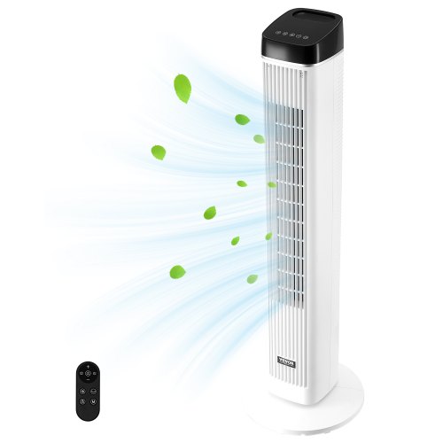 

VEVOR Ventilador de Torre Silencioso, Oscilante de 70° para Interiores con 3 Velocidades, 4 Modos, Temporizador de 12 horas, sin Aspas, con Control Remoto para Oficina, Hogar, φ 308 x 996 mm