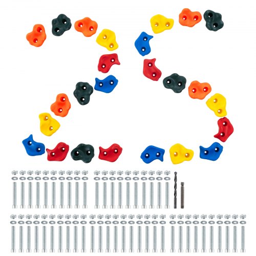 

VEVOR 25 presas de escalada en roca, rocas de escalada de varios tamaños y colores para niños y adultos, presas de pared de escalada con hardware de montaje, agarres de pared de escalada para juegos de patio interior y exterior