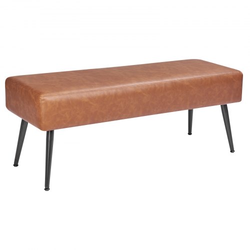 

VEVOR Banco de Dormitorio de Cuero, Banco Moderno Tapizado de Cuero Sintético 400 x 1100 x 430 mm con Patas de Metal y Costuras, Cojín de Espuma, para Sala de Estar, Comedor y Pasillo, Marrón