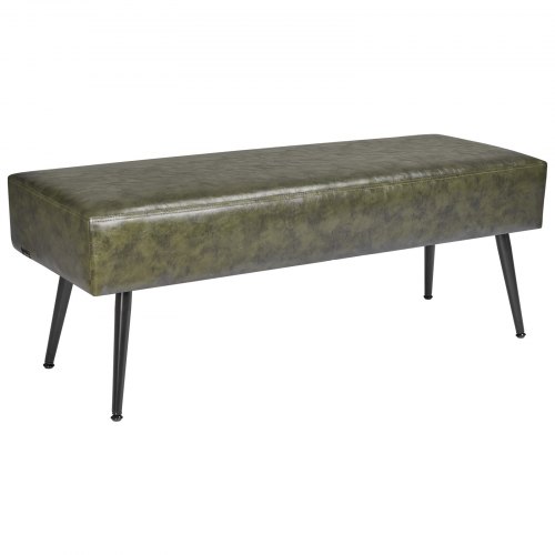 

VEVOR Banco de Dormitorio de Cuero, Banco Moderno Tapizado de Cuero Sintético 400 x 1100 x 430 mm con Patas de Metal y Costuras, Cojín de Espuma, para Sala de Estar, Comedor y Pasillo, Verde