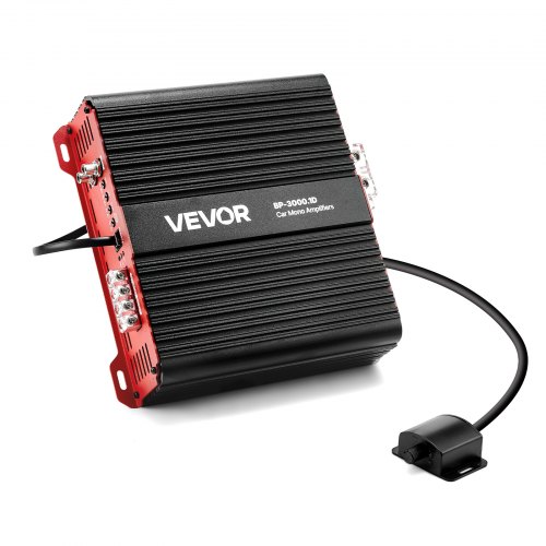 

VEVOR Amplificador Monobloque para Coche de 3000 W, RMS MÁX. 1/2/4 Ohmios, Clase D, con Control Remoto de Nivel de Subwoofer, Filtro de Paso Bajo, Refuerzo de Graves y Control de Volumen, Negro