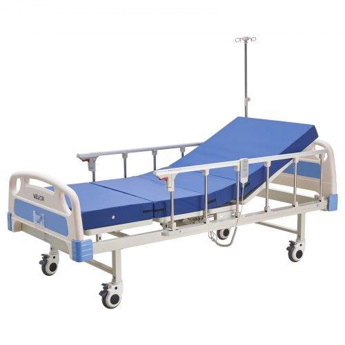

VEVOR Cama de Hospital Eléctrica de 2 Funciones, con Respaldo, Reposapiernas y Ajuste de Altura, Ruedas con Bloqueo, Colchón de Alta Densidad para Hospitalización en Easa, Capacidad de 250 kg