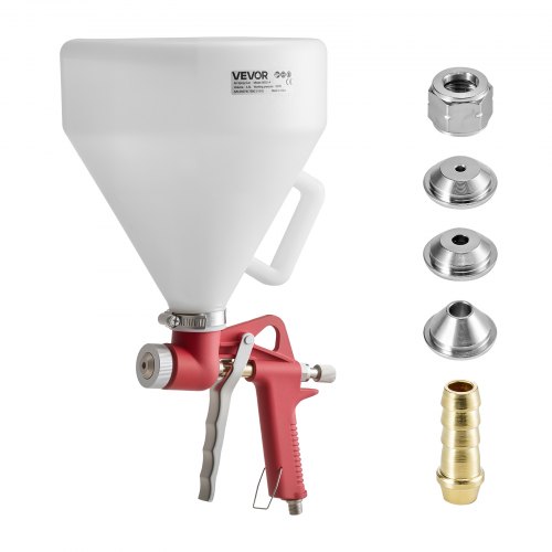 

VEVOR Pistola Pulverizadora Neumática de Pintura Texturizada, Tolva 4,5 L, 3 Boquillas 3,5 mm, 6 mm y 8 mm, con Aire Comprimido para Texturas de Palomitas de Maíz, Derribo y Cáscara de Naranja