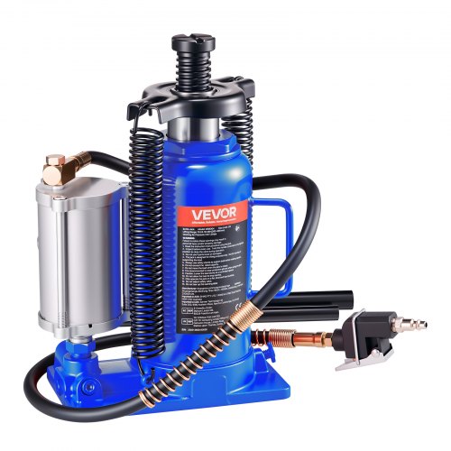 

VEVOR Gato Hidráulico de Botella, Capacidad 20 T, Rango de Elevación 260-495 mm, Neumático/Manual, Resistente, Soldado, con Bomba para Automóviles, Camionetas, Vehículos Recreativos, SUV, Azul