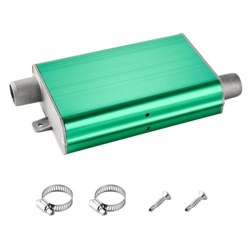 

VEVOR Silenciador de Escape para Calentador Diésel, con 2 Abrazaderas y Tornillos, Aleación de Aluminio, Reductor de Ruido para Calentadores de Estacionamiento de 2/5/8 kW, 200 x 103 x 40 mm