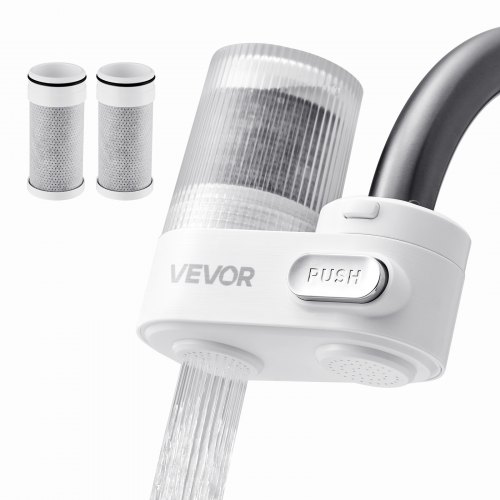 

VEVOR Filtro de Agua de Fibra de Carbono para Grifo de Fregadero Purificador de Agua Vertical 2 Modos Elimina Cloro Plomo con 2 Filtros Compatible con la Mayoría de Grifos de Cocina, Baño, Blanco