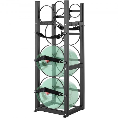 

VEVOR Botellero de Gas Capacidad 2x13,6 kg y 3 Otros Pequeños Portacilindros de Refrigerante 32,5x33x92,8 cm Estantería de Almacenamiento de Acero para Freón, Gas, Oxígeno, Nitrógeno, Refrigerante