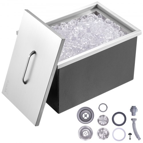 

VEVOR Bandeja de hielo empotrable 558x430x306 mm Caja de hielo aislada de acero inoxidable