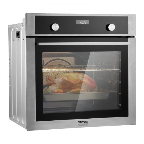 

VEVOR Horno Empotrable de Pared Eléctrico 59,5 cm 76 L 9 Funciones para Cocina