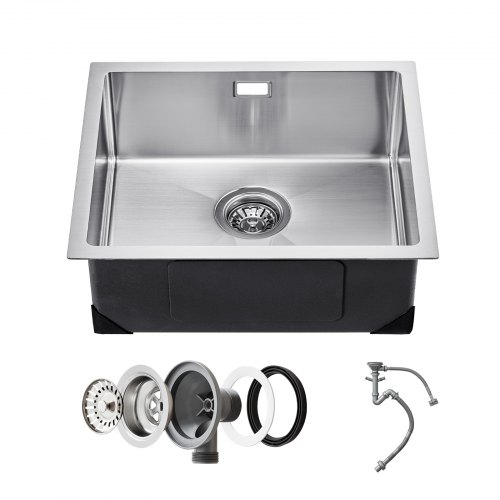 

VEVOR Fregadero de Cocina bajo Encimera Acero Inoxidable 304, Lavabo de Granja de Un Solo Tazón con Accesorios, Fregaderos de Lavavajillas Fomésticos para RV, Cocina de Preparación, 500 x 430 x 190 mm
