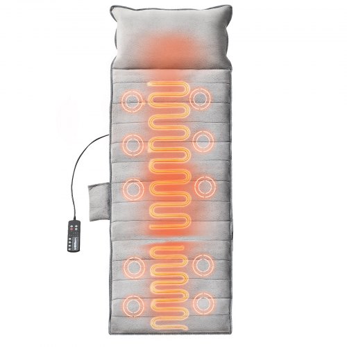 

VEVOR Cojín de masaje de cuerpo completo con calor, 10 almohadillas de masaje con motor de vibración, almohadilla de masaje vibratoria con 5 modos y 3 intensidades, 3 almohadillas térmicas