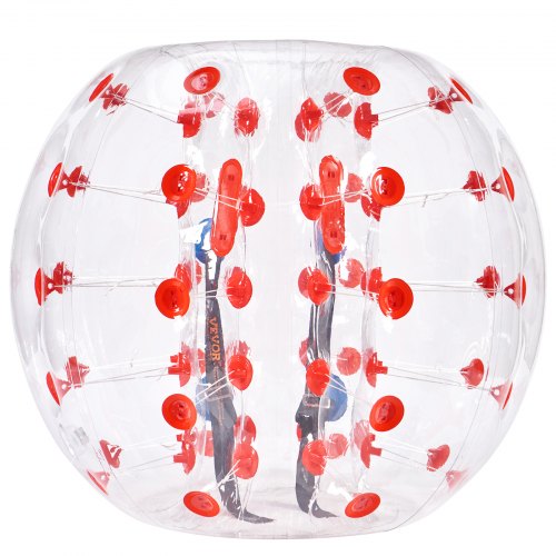 

VEVOR Bola de choque inflable de parachoques 1 pieza 1,2 m x 1,03 m Bola de colisión humana Bola de rebote de burbujas de cuerpo de PVC Transparente + Bola de parachoques inflable de puntos rojos