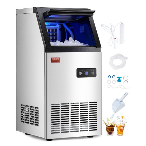 

VEVOR Máquina para Hacer Cubitos de Hielo Comercial 38kg/24h, 40 Bandejas para Cubitos de Hielo Capacidad de Almacenamiento de 12,5kg Autolimpieza Sin Instalación Independiente para Hogar, Restaurante