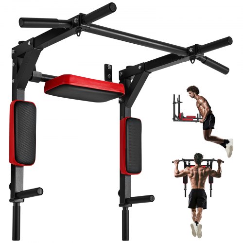 

VEVOR Barra de Dominadas Multifuncional de Pared para Gimnasio en Casa, para Entrenamiento de la Parte Superior de Cuerpo, Capacidad de Peso de 200 kg, 952 x 628 x 753 mm, Acero al Carbono, Negro