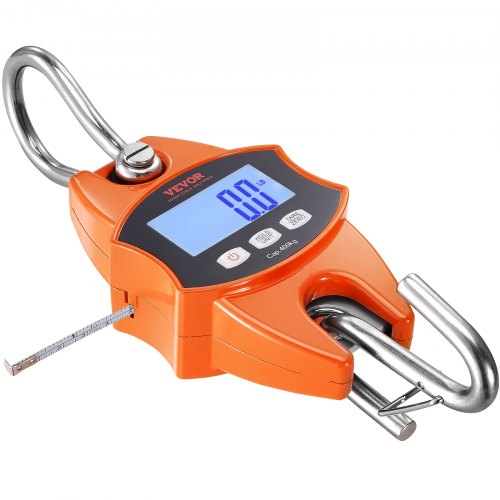 

VEVOR Báscula Colgante Industrial 400 kg Báscula de Grúa Digital Carcasa de Aluminio Fundido Pantalla LCD Mini Báscula de Gancho Alta Precisión para Granja, Caza, Pesca, Garaje al Aire Libre, Naranja