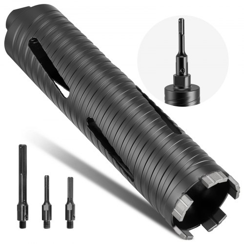 

VEVOR Broca de Diamante para Perforación en Seco, 64 mm Diámetro, 241 mm Profundidad, Rosca Interna M16, 3 Adaptadores, Broca Piloto, Llave Hexagonal para Hormigón Armado, Ladrillo y Mampostería