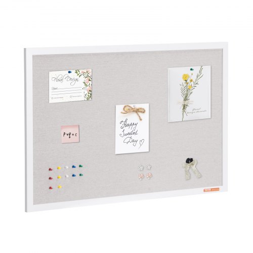 

VEVOR Tablero de Corcho Blanco con Superficie de Lino 90 x 60 cm Tablón de Anuncios de Pared con Marco de Madera Blanco Tablón de Anuncios Elegante y Funcional para Hogar, Escuela, Oficina