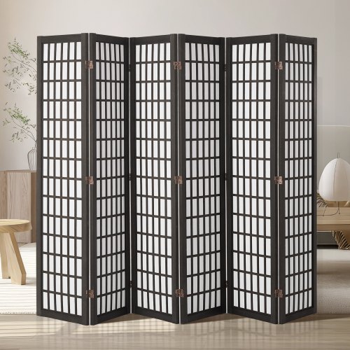

VEVOR Biombo Japonés Plegable 2420x1700x18,5 mm 6 Paneles de Interior, Negro