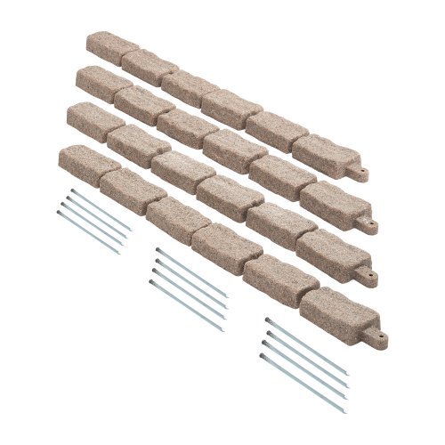 

VEVOR Borde de Piedra Artificial para Jardín 1180 x 95 x 57 mm, 4 PCS Borde de Césped Realista Flexible del Tamaño de un Ladrillo con Púas de Anclaje, para Caminos de Acceso y Pasarelas, Marrón