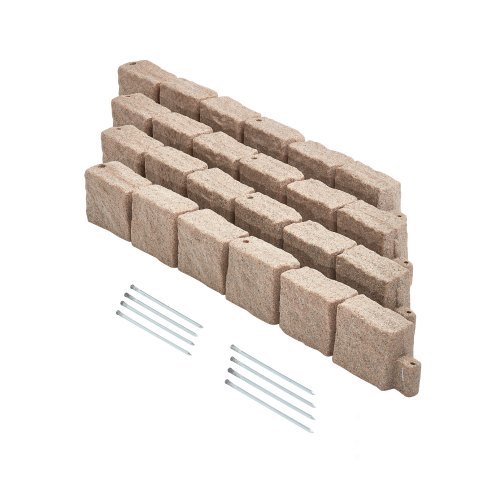 

VEVOR Borde de Piedra Artificial para Jardín 1190 x 100 x 155 mm, 4 PCS Borde de Césped Realista Flexible del Tamaño de un Ladrillo con Púas de Anclaje, para Caminos de Acceso y Pasarelas, Beige
