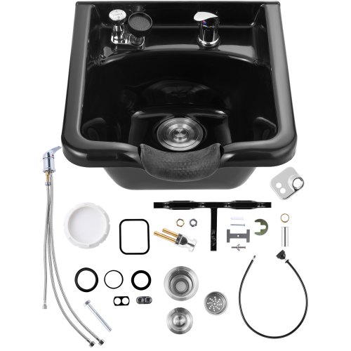 

VEVOR Fregadero Móvil para Peluquería Cuenco para Champú de Plástico ABS de 47 x 46 x 25 cm, Fregadero Invertido con Accesorios de Instalación para Peluquería, Salón de Belleza, Centro de Spa, Negro