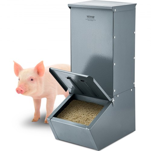VEVOR Comedero para Cerdos de Capacidad de 90,92 L, Comedero para Cerdos de una Puerta, Comedero para Lechones de Acero Resistente, Comedero de Canaleta Multiusos para Alimentar hasta 5 Cerdos