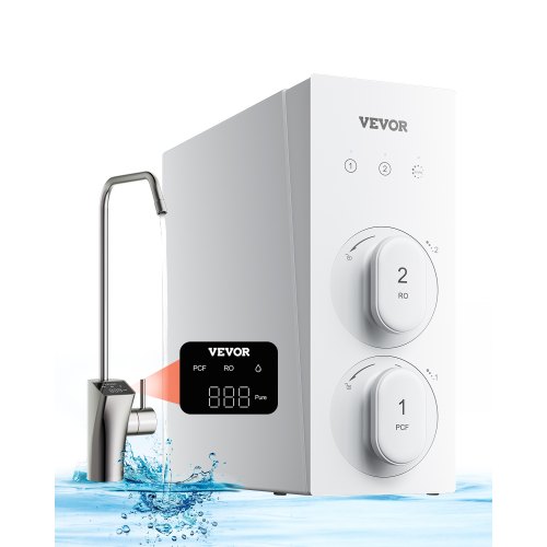 

VEVOR Sistema de Ósmosis Inversa, Filtro de Agua por Ósmosis Inversa sin Tanque de 8 Etapas de 800 GPD, Reducción de TDS Certificada por NSF, con Grifo Pantalla Inteligente, 397 x 137 x 347 mm