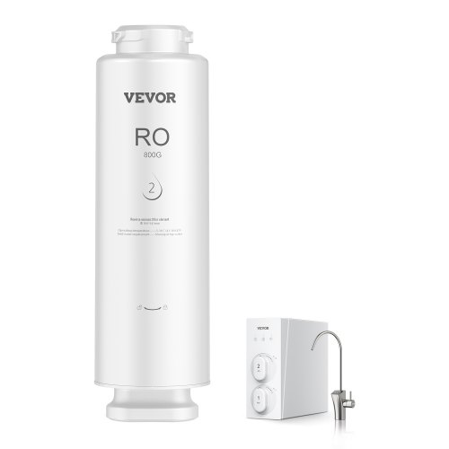 VEVOR Sistema de Ósmosis Inversa, 11 Etapas 800 GPD, Cartucho de Filtro RO por 24 Meses, Reduce el Plomo y el Cloro, Compatible con el Filtro de Agua Debajo del Fregadero SS-006, ? 100 x 341 mm