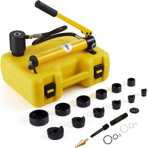 

VEVOR Kit de Perforación Hidráulica Presión de 10 T con 6 Punzones Perforadora Hidráulica Manual con Maletín Portátil Kit de Perforadora Hidráulica 12,7-50,8 mm para Metal Acero Aluminio Plástico