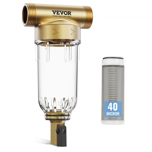 

VEVOR Filtro Giratorio de 40 μm para Agua de Pozo, 3/4" GF + 1" GM, 4 T/H de Alto Flujo, para Sistemas de Filtración de Agua de Toda la Casa, Filtro de Sedimentos de Agua de Pozo, 97 x 66 x 198 mm