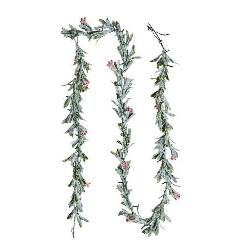 VEVOR Guirnalda Navideña Largo de 2750 mm Guirnalda Artificial con Cadena de Luces Decoración para Navidad con Bayas Rojas y Hojas de Olivo, Corona para Escalera, Chimenea, Puerta, Barandilla