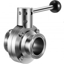 VEVOR Válvula de Mariposa Sanitaria 4" Válvulas Inoxidables Sanitaria Férula 4,7" Presión 1,6 mp Válvula de Mariposa Tri-clamp de Acero Inoxidable 304 para Alimentos Lácteos Enología Industria Química