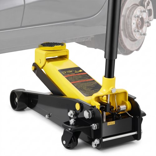 VEVOR Gato de piso, Gato de piso de perfil bajo de 3 toneladas, Gato de piso de carreras de acero resistente con bomba de elevación rápida de un solo pistón, Rango de elevación del gato de piso 5.12"-20