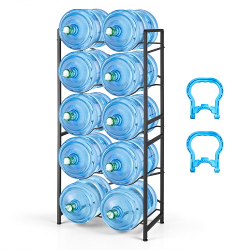 

VEVOR Estante para Garrafas de Agua, Soporte para Botellas Grandes de Agua, Estantería Metálica de 5 Niveles para 10 Jarras de 11 L y 19 L, Organizador de Almacenamiento para Oficina Comedor Salón