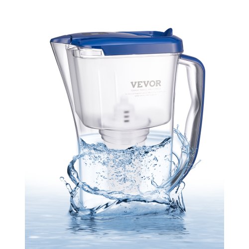 VEVOR Jarra con Filtro de Agua de 9 Tazas con Filtro 5 Etapas, Plástico, con Indicador de Cambio de Filtro, sin BPA, Duración de 3 Meses o 150 L, Reduce la Cal, el Plomo, el Cloro y los Olores