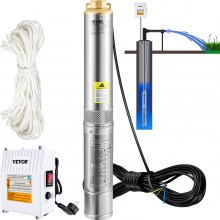 VEVOR Bomba de Agua Sumergible para Pozo de 1100 W con Cable de 20 m 230 V 50 Hz