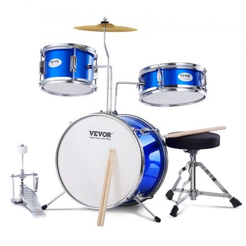 VEVOR Juego de batería para niños, 3 piezas, 14 pulgadas, juego de batería para principiantes con pedal de platillo de trono ajustable, dos pares de baquetas, tambor Tom de 8 pulgadas, caja de 10 pulgadas, bombo de 14 pulgadas, kit de batería para princip
