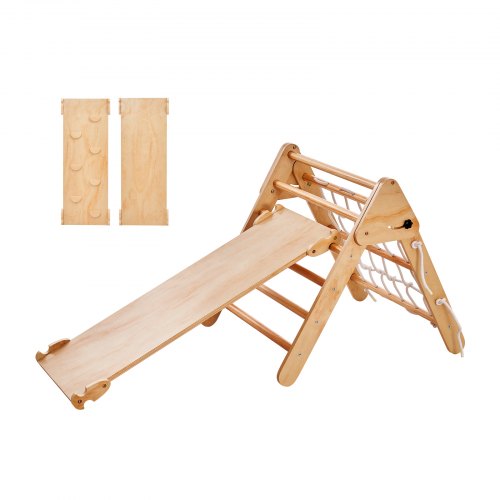 

VEVOR Juego de triángulos Pikler, 4 en 1 Juguetes de Escalada para Niños, Triángulo Montessori, con Rampa y Arco, Gimnasio de Escalada de Madera de Gran Tamaño para Niños de 1 a 3 Años, Color Madera