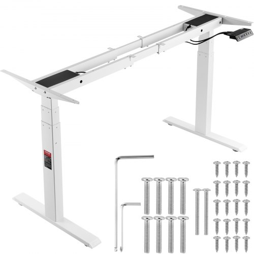 

VEVOR Marco de Escritorio de Pie con Motor Dual Altura Ajustable 65-129 cm Patas Eléctricas para Escritorio Longitud de 110-178 cm Base de Estación de Trabajo para Hogar, Oficina, Solo Marco, Blanco