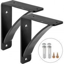 VEVOR Escuadras Abatibles 17,8 x 15,2 x 5,1 cm, Soportes para Estantes con Capacidad de Carga 204 kg, Soporte Estantería, Escuadras Estanterías, Soporte Escuadra, Material de Acero, Color Negro Mate