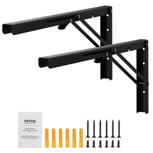 

VEVOR Soporte para Estante Plegable Resistente, 2 Unidades, Soportes para Estante Flotantes Resistentes, Soportes para Estantes, Soporte para Estante de Acero con Capacidad de Carga de 136,1 kg