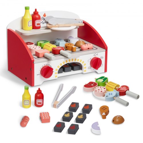 

VEVOR Juego de Parrilla de Madera para Niños con Fuego de Carbón Realista, (26 Piezas), Juguetes Interactivos para Interior y Exterior para Niños y Niñas de 3 Años en Adelante, 29 x 21 x 19,5 cm